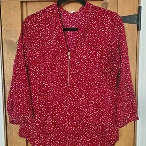 Jaclyn Smith V-neck zipper blouse